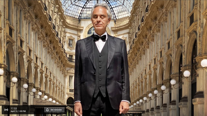 Andrea Bocelli presenta en vivo su concierto Music For Hope.