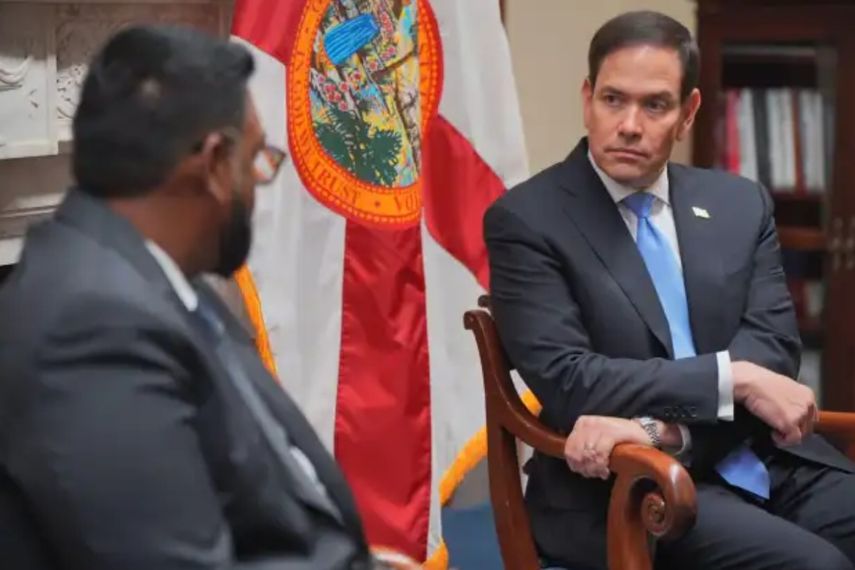 El presidente de Guyana Irfaan Ali durante una reciente visita a EEUU donde se reunió con el secretario de Estado Marco Rubio &nbsp; &nbsp;