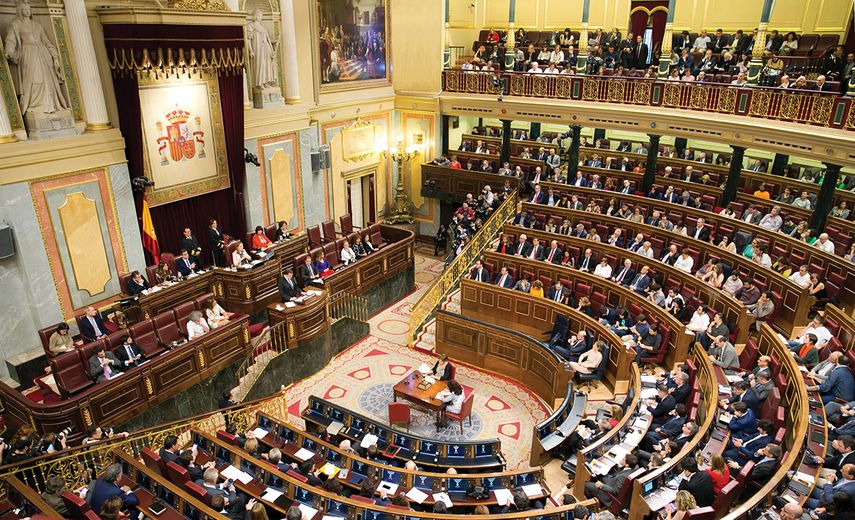 Vista parcial del salón de plenos del Congreso en España.