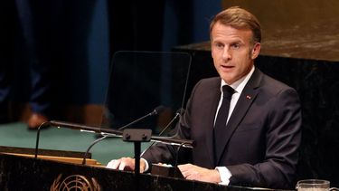 El presidente francés, Emmanuel Macron, durante su discurso en la Asamblea General de la ONU.
