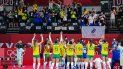 Las jugadoras de Brasil celebran su victoria en el partido de voleibol femenino de cuartos de final contra el Comité Olímpico Ruso durante los Juegos Olímpicos de Tokio 2020 Las jugadoras de Brasil celebran su victoria en el partido de voleibol femenino de cuartos de final contra el Comité Olímpico Ruso durante los Juegos Olímpicos de Tokio 2020