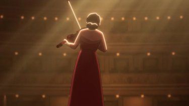 Póster promocional de la cinta animada La violinista.&nbsp;
