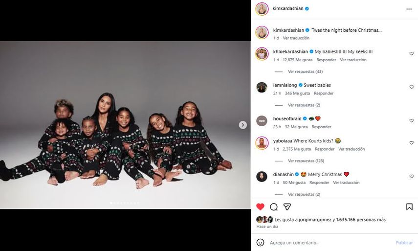 Kim Kardashian junto a hijos y sobrinos.&nbsp;