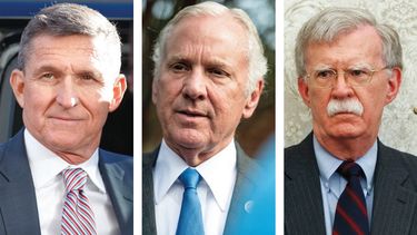 De izquierda a derecha: el general retirado Michael Flynn, el teniente general H. R. McMaster y el diplom&aacute;tico John Bolton.