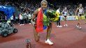 La venezolana Yulimar Rojas celebra después de ganar el evento de triple salto femenino de la reunión de atletismo de la Liga Diamante de la IAAF Weltklasse en Zúrich La venezolana Yulimar Rojas celebra después de ganar el evento de triple salto femenino de la reunión de atletismo de la Liga Diamante de la IAAF Weltklasse en Zúrich