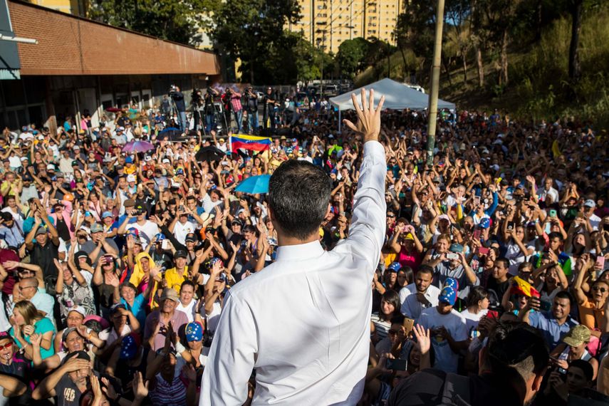 El presidente de la Asamblea Nacional de Venezuela, Juan Guaidó, participa en un Cabildo Abierto&nbsp; en Caracas.&nbsp;