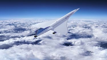 Dibujo computarizado de lo que sería el modelo de avión que emplearía United Airlines en sus vuelos largos.