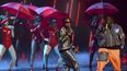 Ozuna, izquierda, y Sech act&uacute;an durante un n&uacute;mero musical en la 20a entrega del Latin Grammy el jueves 14 de noviembre de 2019 en el MGM Grand Garden Arena en Las Vegas.