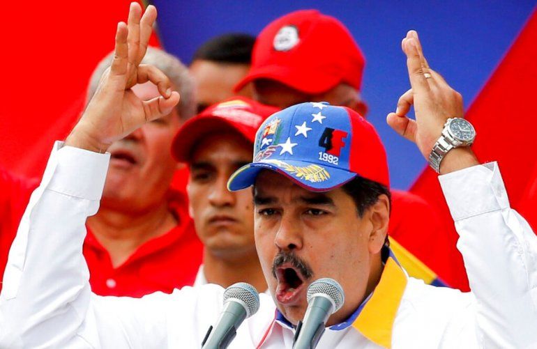 El dictador de Venezuela, Nicolás Maduro, durante un mitín en Caracas.