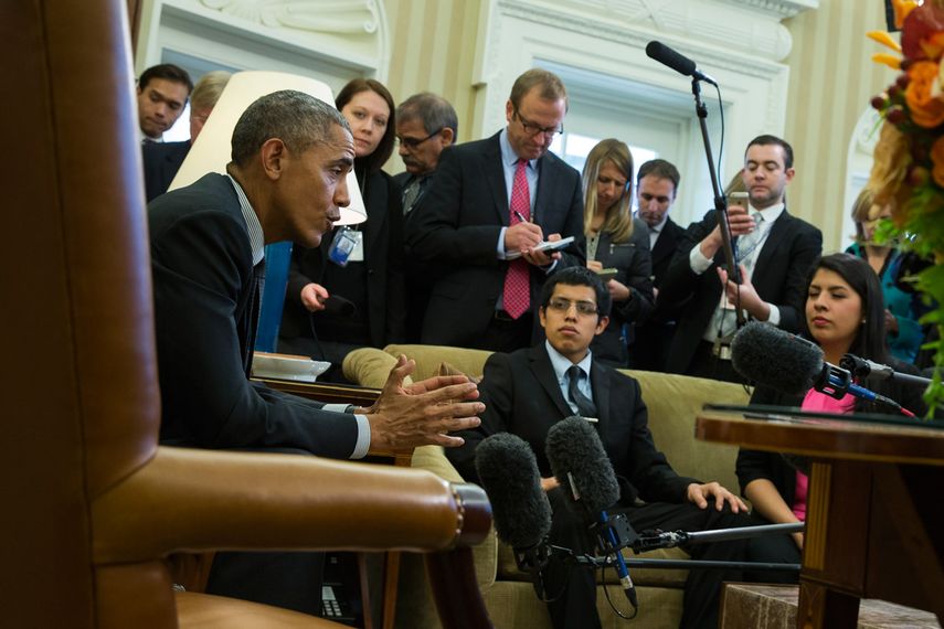 En la imagen de AP, el presidente Obama en la reunión con los dreamers, el pasado 4 de febrero en la Casa Blanca.