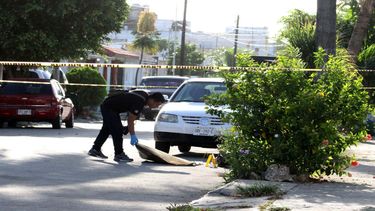 Peritos forenses trabajan en la zona donde fueron halladas bolsas con restos humanos, en&nbsp;Cancún.