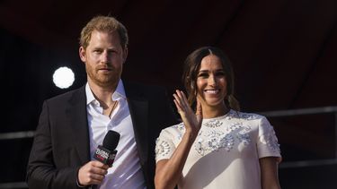 En esta imagen de archivo, el príncipe Harry y su esposa Meghan, duquesa de Sussex, intervienen en el festival Global Citizen, el 25 de septiembre de 2021, en Nueva York.