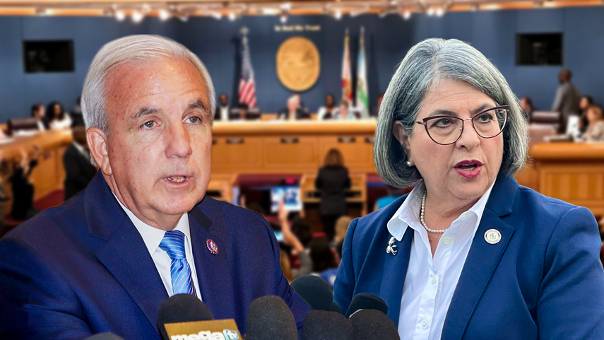 El congresista Carlos Giménez y la alcaldesa de Miami-Dade, Daniella Levine Cava.