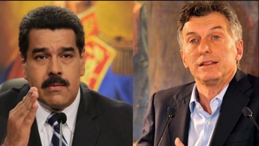 Nicolás Maduro (i) y el expresidente argentino, Mauricio Macri.