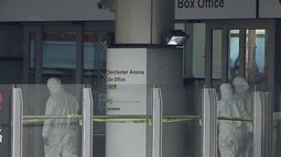 Agentes de la policía forense realizan su trabajo en el&nbsp;Manchester&nbsp;Arena después del ataque ocurrido al término de un concierto de la cantante estadounidense Ariana Grande, en&nbsp;Manchester, Reino Unido.