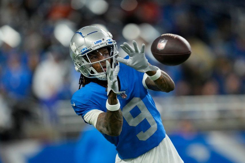 El wide receiver de los Lions de Detroit Jameson Williams antes del partido de NFL ante los Bears de Chicago, el domingo 1 de enero de 2023, en Detroit.&nbsp;