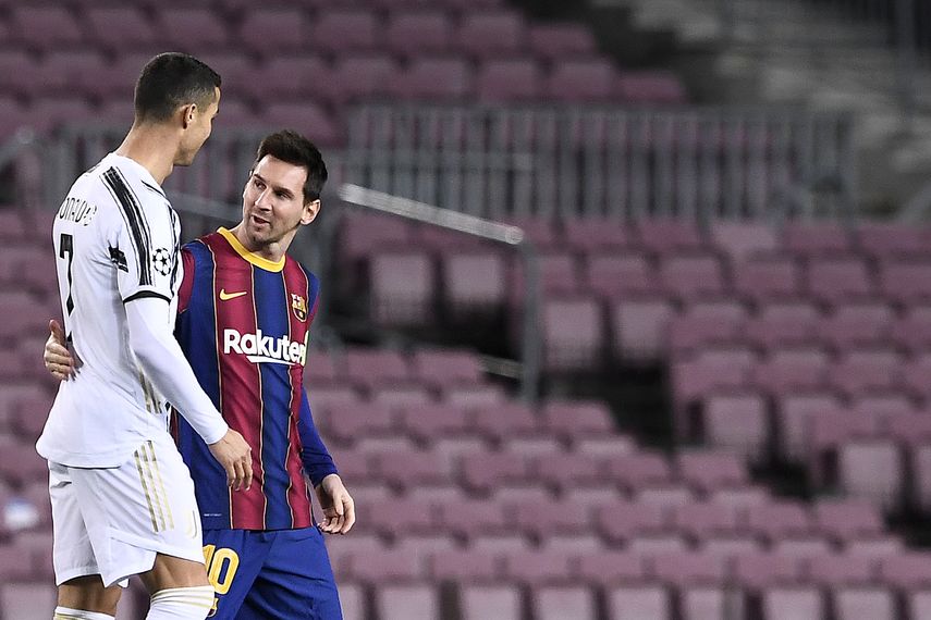 Cristiano Ronaldo y Lionel Messi previo al juego de este martes entre el Barcelona y la Juventus en Champions League