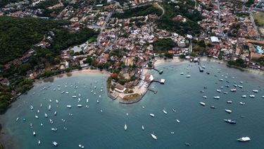 Vista aérea de Búzios, al noroeste de Rio de Janeiro.&nbsp;