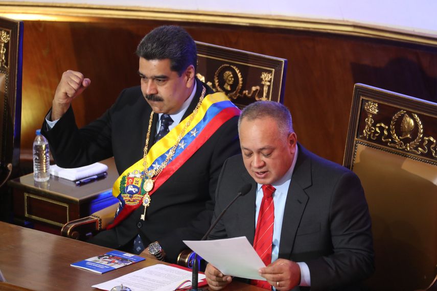 El dictador Nicolás Maduro y Diosdado Cabello,&nbsp; presidente de la Asamblea Nacional Constituyente.&nbsp;