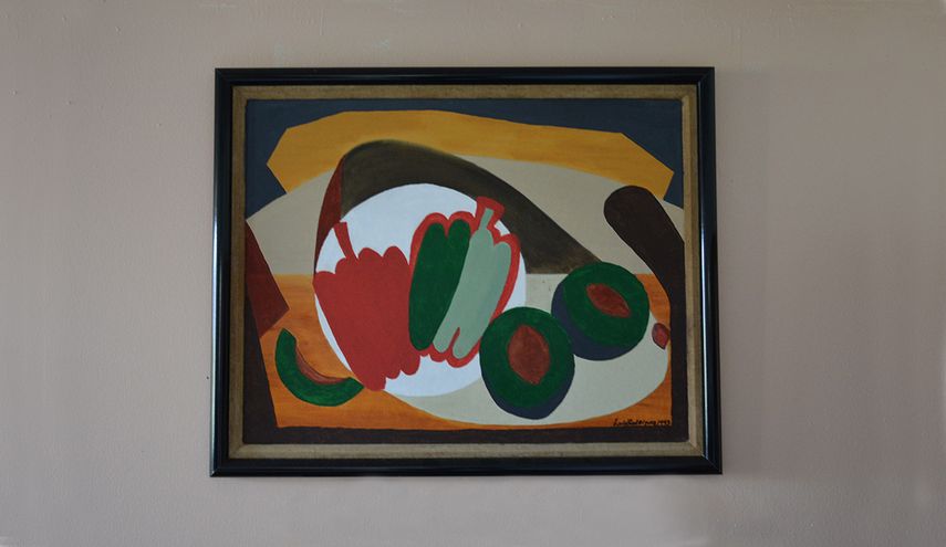 Naturaleza, con ajíes y aguacate, 1993, acrílico, 22 X 28.