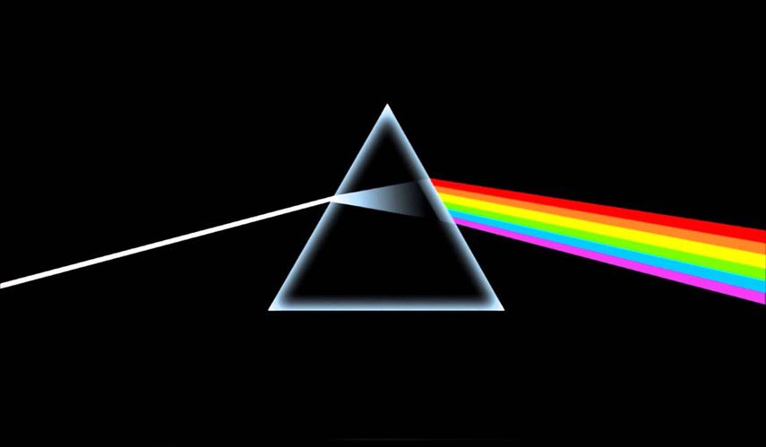 Carátula abierta del disco The Dark Side of the Moon, Pink Floyd, 1973.