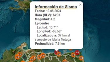 Información del temblor en Caracas el 19 de mayo 2024.