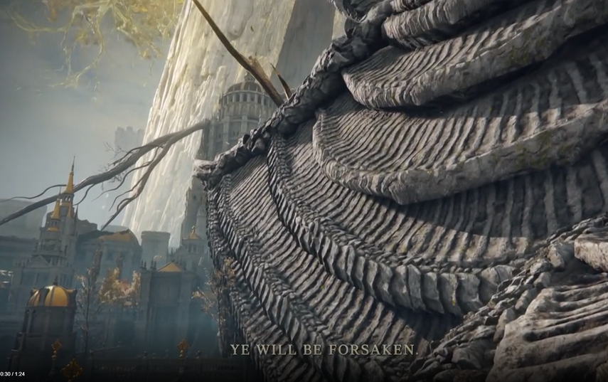 El videojuego de acción y fantasía [El] del [ring], desarrollado por el estudio From Software, creado de la saga [Dark] [Souls] y que cuenta con una historia escrita por el creador de la Canción de hielo y fuego George R R Martin.