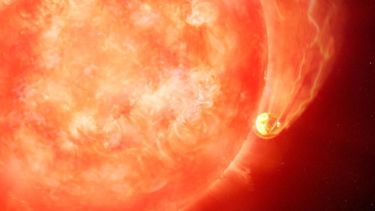 Concepto artístico de una estrella devorando un planeta.&nbsp;