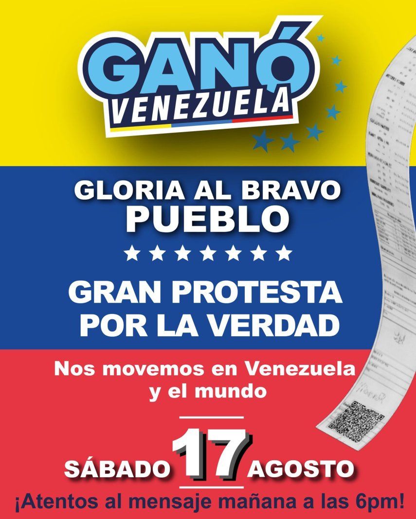 Protesta por la verdad en Venezuela y el mundo, el 17 de agosto de 2024.&nbsp;