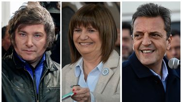 Javier Milei, Patricia Bullrich y Sergio Massa