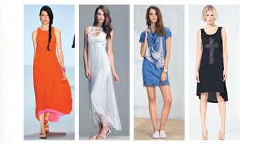 Los colores vivos y las transparencias están de moda esta época estival. El azul le sienta bien a las mujeres de piel clara. La tendencia es vestidos cortos adelante y largos atrás. (DPA)