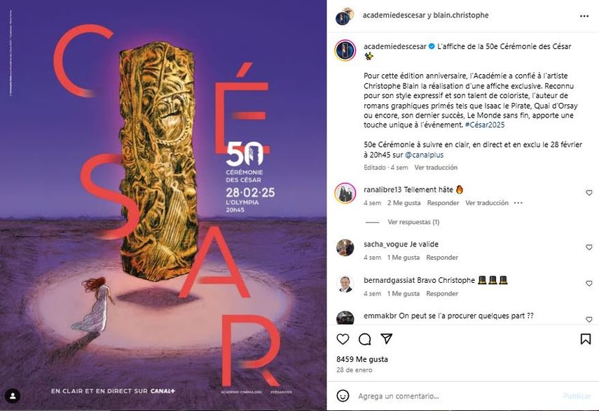 Flyer oficial de la 50° edición de los Premios César.&nbsp;