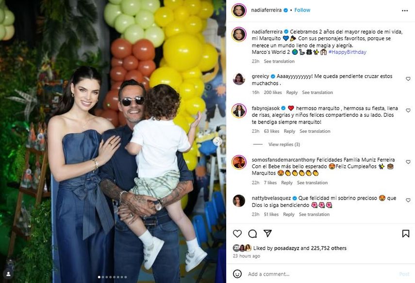 Nadia Ferreira y Marc Anthony junto a Marquito.&nbsp;