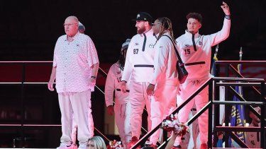Miembros de los Chiefs de Kansas City durante la inauguración de la semana del Super Bowl, el 3 de febrero de 2025.