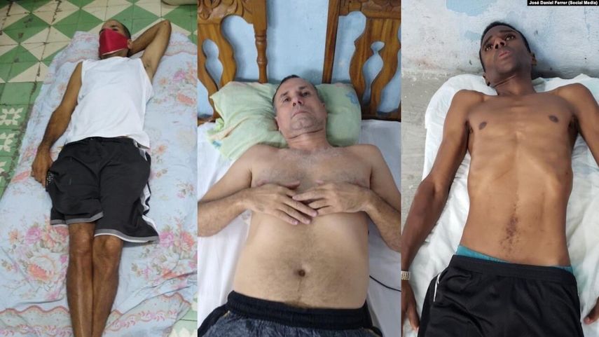 Tres de las decenas de personas afiliadas a la UNPACU que realizan una huelga de hambre. Hay huelguistas dentro y fuera de Cuba.