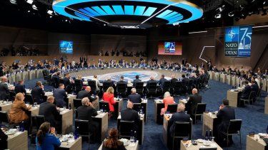 Los líderes de la OTAN durante la cumbre de la alianza militar en Washington, el jueves 11 de julio de 2024.&nbsp;