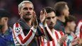 El atacante francés Antoine Griezmann celebra con sus compañeros luego de que el Atlético de Madrid consiguiera la clasificación a las semifinales de la Champions League, el 14 de abril de 2026.