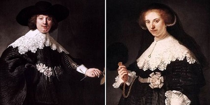  Retratos de los holandeses del siglo XVII Marten Soolmans y Oopjen Coppit pintados por Rembrandt. (EFE). 
