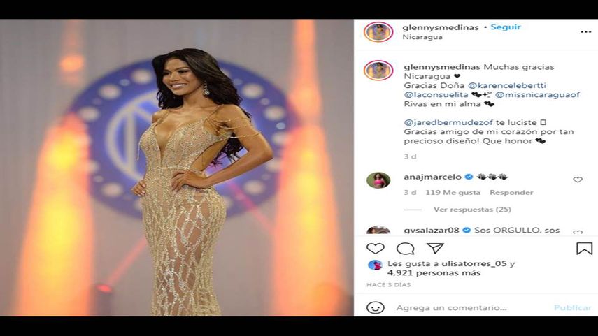Glennys Medina, representante de Rivas en el certamen Miss Nicaragua 2021.