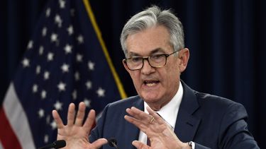 El presidente de la Reserva Federal Jerome Powell en conferencia de prensa en Washington.