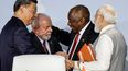 El líder del régimen comunista de China, Xi Jinping junto a sus homólogos de Brasil, Sudáfrica e India en el encuentro del BRICS.