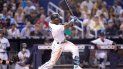 El dominicano Starling Marte conecta un sencillo productor para empujar a su compatriota Magneuris Sierra el domingo 25 de julio de 2021, en un duelo de Miami Marlins ante los Padres de San Diego. El dominicano Starling Marte conecta un sencillo productor para empujar a su compatriota Magneuris Sierra el domingo 25 de julio de 2021, en un duelo de Miami Marlins ante los Padres de San Diego.