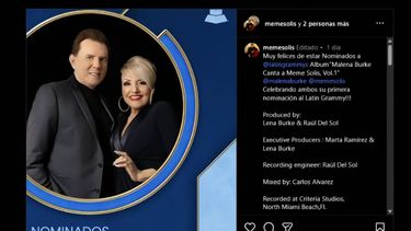 El álbum Malena Burke Canta a Meme Solís, Vol. 1 ha sido nominado en la categoría de Mejor Álbum Tropical Tradicional