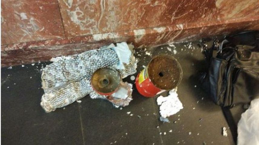 Foto de las bombas detectadas en la Plaza de levantamiento en el metro.&nbsp;