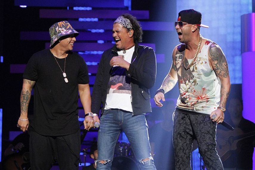 Daddy Yankee, Carlos Vives y Wisin ensayan su presentación. (TELEMUNDO). 