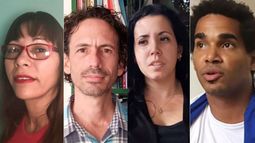 Aparecen en este orden los periodistas : Iliana Hernández, reporta para Cibercuba; Boris González, reporta para Diario de Cuba; Camila Acosta, reporta para Cubanet, y el artista independiente Luis Manuel Otero Alcántara.&nbsp;