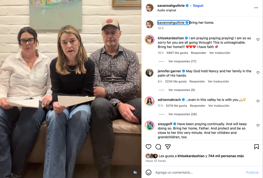 Acompañada por sus hermanos Camron y Annie, la presentadora de NBC, Savannah Guthrie, pidió el regreso de su madre desaparecida