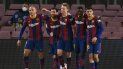 El delantero argentino del Barcelona Lionel Messi (2ndL) celebra con sus compañeros de equipo tras anotar un segundo gol durante el partido de fútbol de la liga española entre el FC Barcelona y Elche CF en el estadio Camp Nou de Barcelona el 24 de febrero de 2021. El delantero argentino del Barcelona Lionel Messi (2ndL) celebra con sus compañeros de equipo tras anotar un segundo gol durante el partido de fútbol de la liga española entre el FC Barcelona y Elche CF en el estadio Camp Nou de Barcelona el 24 de febrero de 2021.