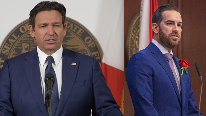 Gobernador Ron DeSantis y Daniel Pérez, presidente de la Cámara de Representantes de Florida&nbsp;