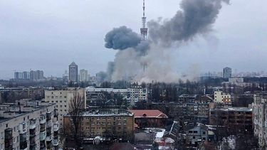 Ataque ruso a la planta de televisión en Kiev.&nbsp;
